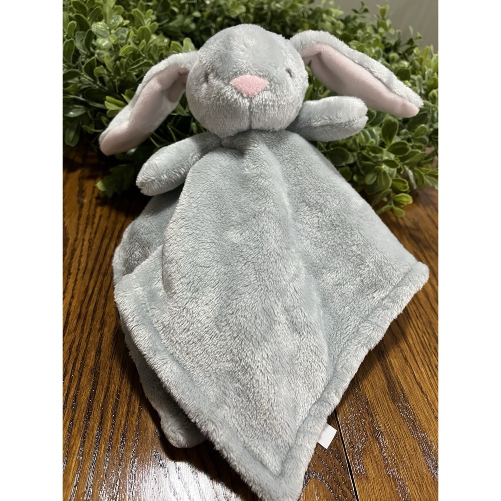 Carter's Bunny Rabbit Security Blanket Gray Plush Lovey Pink Ears 14"